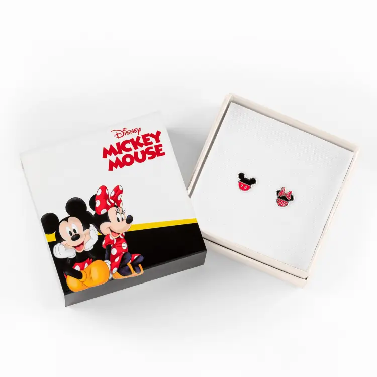 MINNIE + MICKEY - Para kolczyków sztyftów - posrebrzany mosiądz