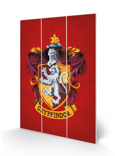 HARRY POTTER - herb Gryffindoru - nadruk na drewnie 20x29.5