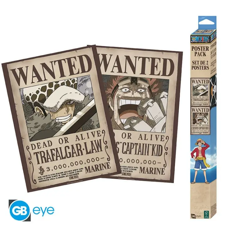 ONE PIECE - Wanted Law & Kid - Zestaw 2 plakatów '52x38