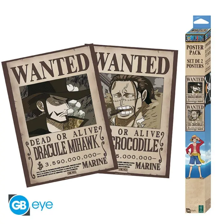 ONE PIECE - Wanted Mihawk & Crocodile - Zestaw 2 plakatów "52x38