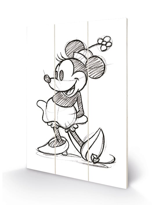 DISNEY - Nadruk na drewnie 20x29,5 - Myszka Minnie naszkicowana