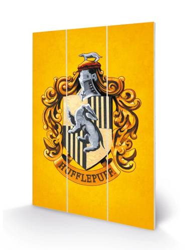 HARRY POTTER - Herb Hufflepuffu - Nadruk na drewnie 20x29.5