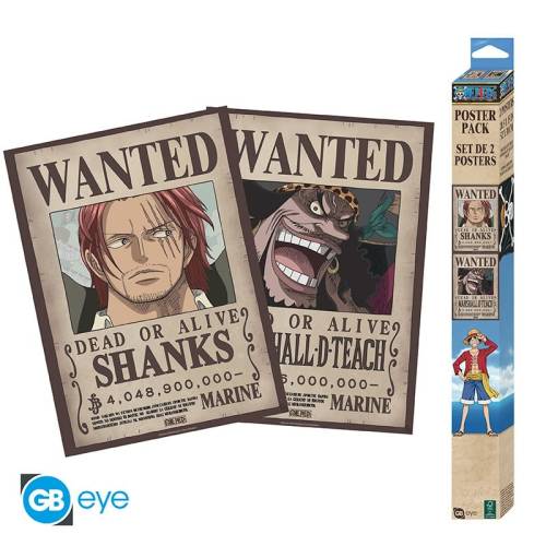 ONE PIECE - Wanted Shanks & Blackbeard - Zestaw 2 plakatów "52x38