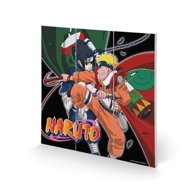 NARUTO - Training to Surpass the Other - Nadruk na drewnie 30X30cm