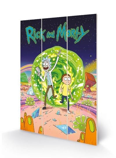 RICK & MORTY - Portal - Nadruk na drewnie 20x29,5cm