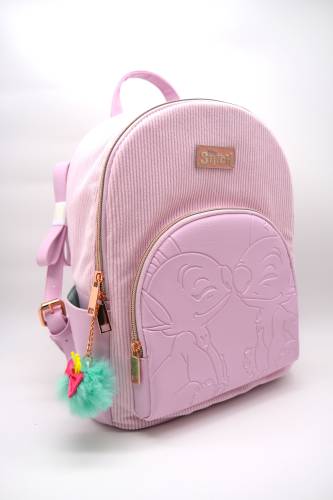 STITCH & ANGEL - Fashion Duo Pink Corduroy BackPack - '32x25x14cm'