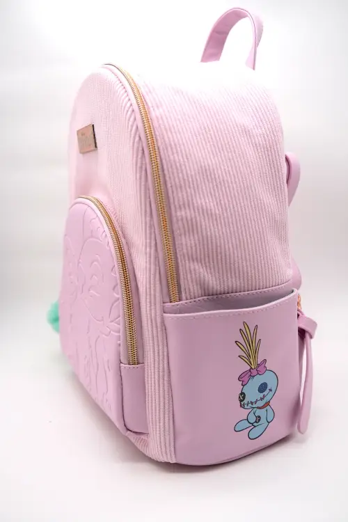 STITCH & ANGEL - Fashion Duo Pink Corduroy BackPack - '32x25x14cm'