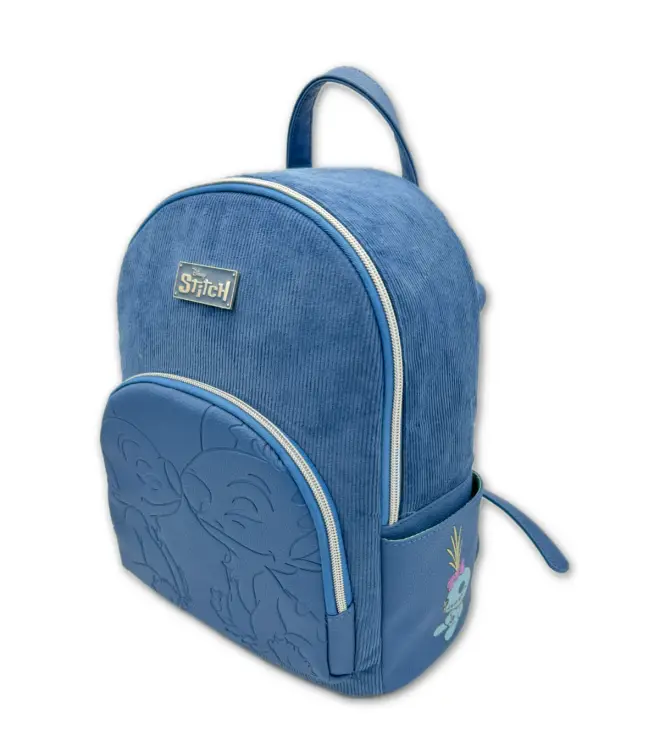 STITCH & ANGEL - Fashion Duo Blue Corduroy BackPack - "28x22x11cm