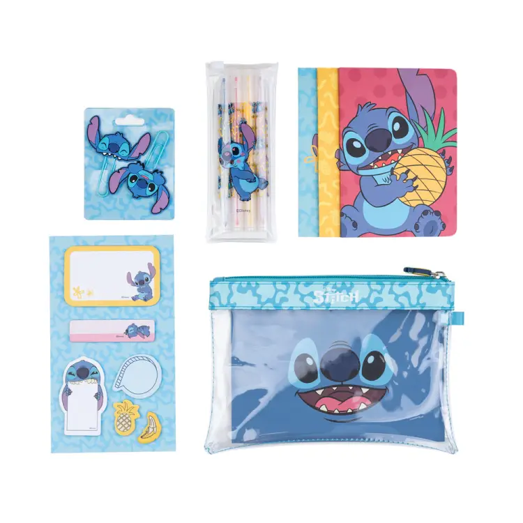 STITCH - Zestaw artykułów piśmiennych z 3 notatnikami A6 - 10 szt.
