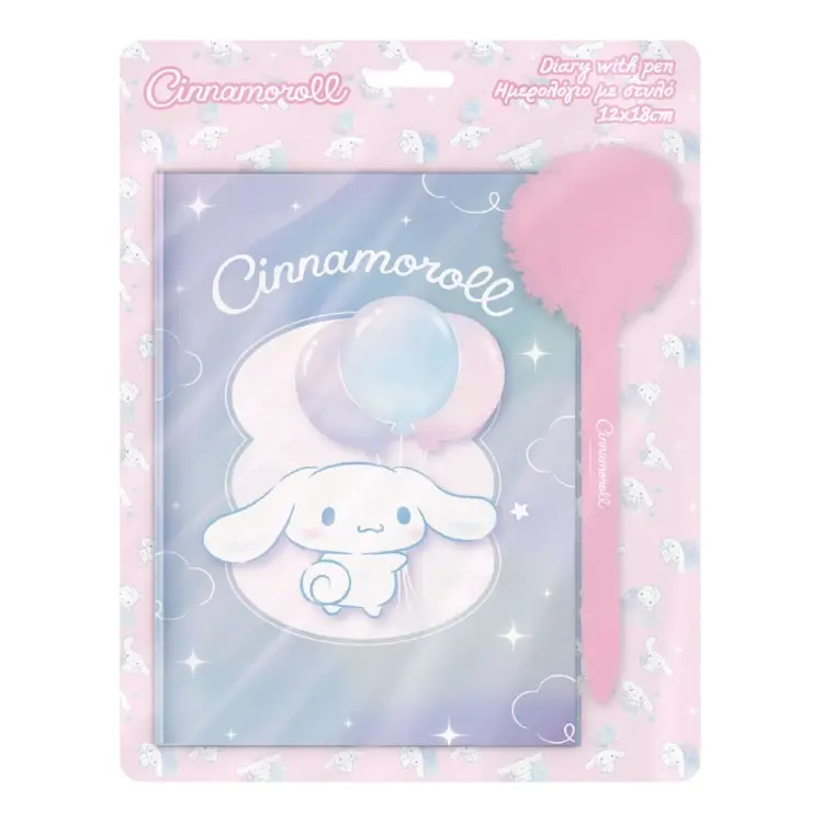 CINNAMOROLL - Zestaw upominkowy Pamiętnik z zamkiem + Długopis z pomponem