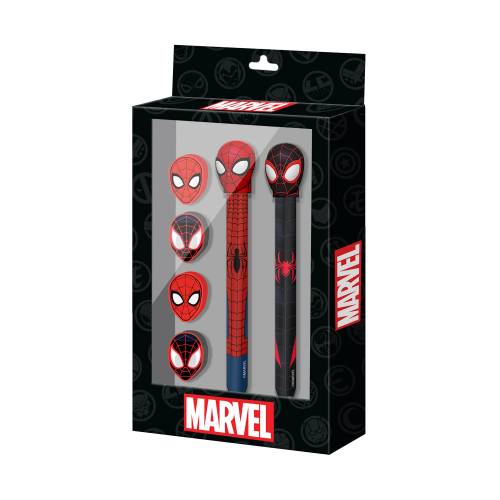 SPIDER-MAN - Zestaw 2 ołówków + 4 gumki do ścierania