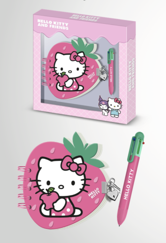 HELLO KITTY - Truskawka - Pudełko upominkowe - Pamiętnik + długopis
