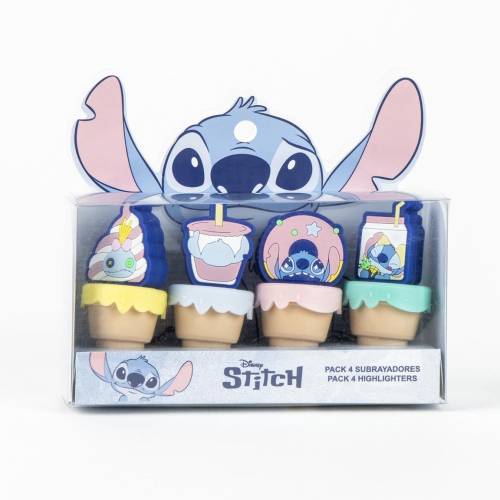 STITCH - Zestaw 4 mini zakreślaczy "jedzenie"