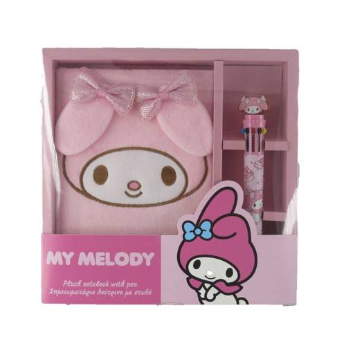 MY MELODY - Zestaw upominkowy Pluszowy notatnik A5 + długopis 3D