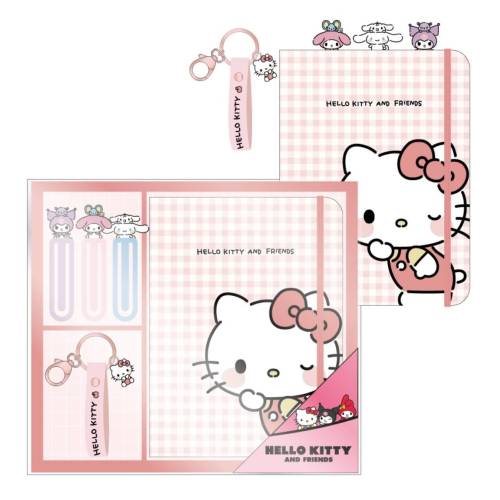 HELLO KITTY - Zestaw papeterii - notatnik A5 + zakładki do książek