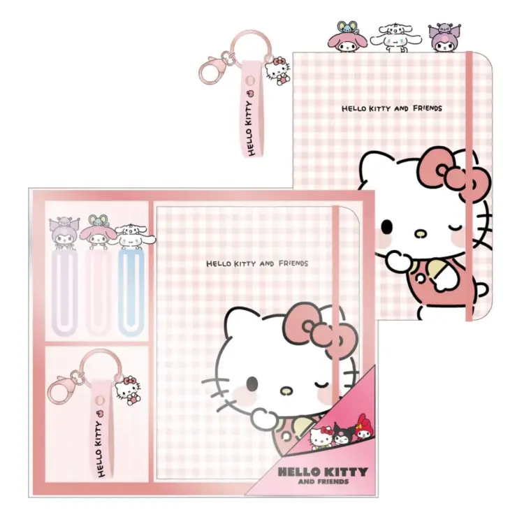 HELLO KITTY - Zestaw papeterii - notatnik A5 + zakładki do książek