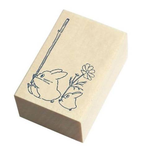 MY NEIGHBOR TOTORO - Niebiesko-biały Totoro - Drewniane znaczki 2.x3x4.5cm