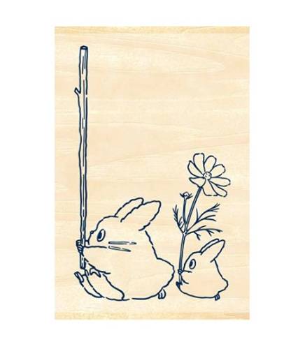 MY NEIGHBOR TOTORO - Niebiesko-biały Totoro - Drewniane znaczki 2.x3x4.5cm