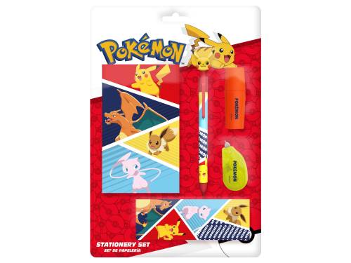 POKEMON - Zestaw artykułów piśmiennych z potrójnym piórnikiem - 5 szt.