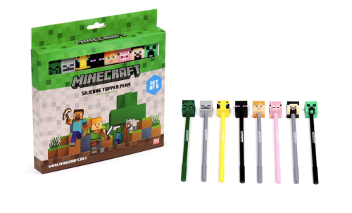 MINECRAFT - Heads - Zestaw 8 wymazywalnych długopisów żelowych Head Topper