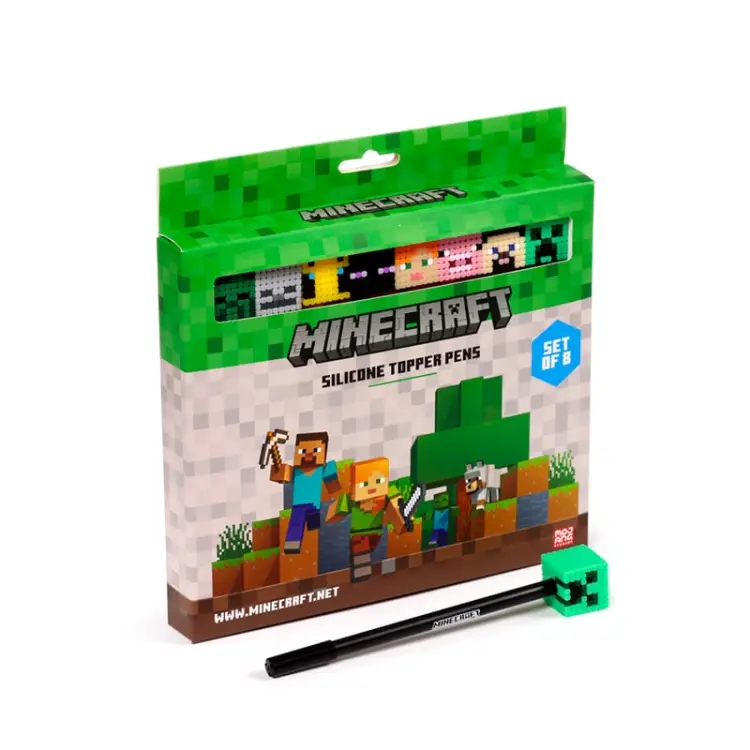 MINECRAFT - Heads - Zestaw 8 wymazywalnych długopisów żelowych Head Topper