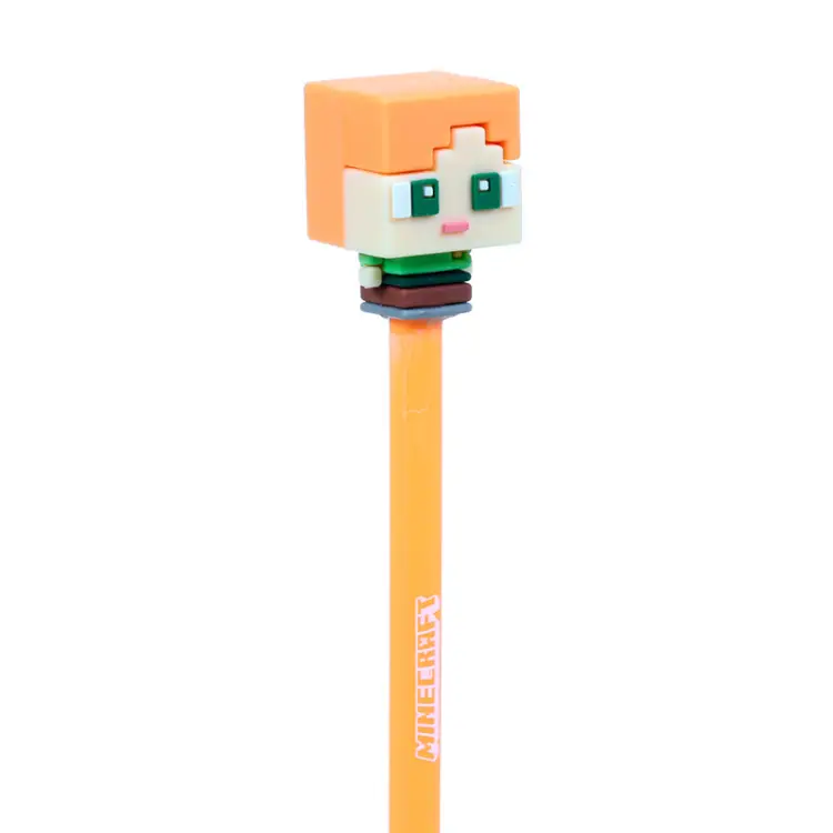 MINECRAFT - Chibi - Zestaw 4 wymazywalnych długopisów żelowych Head Topper