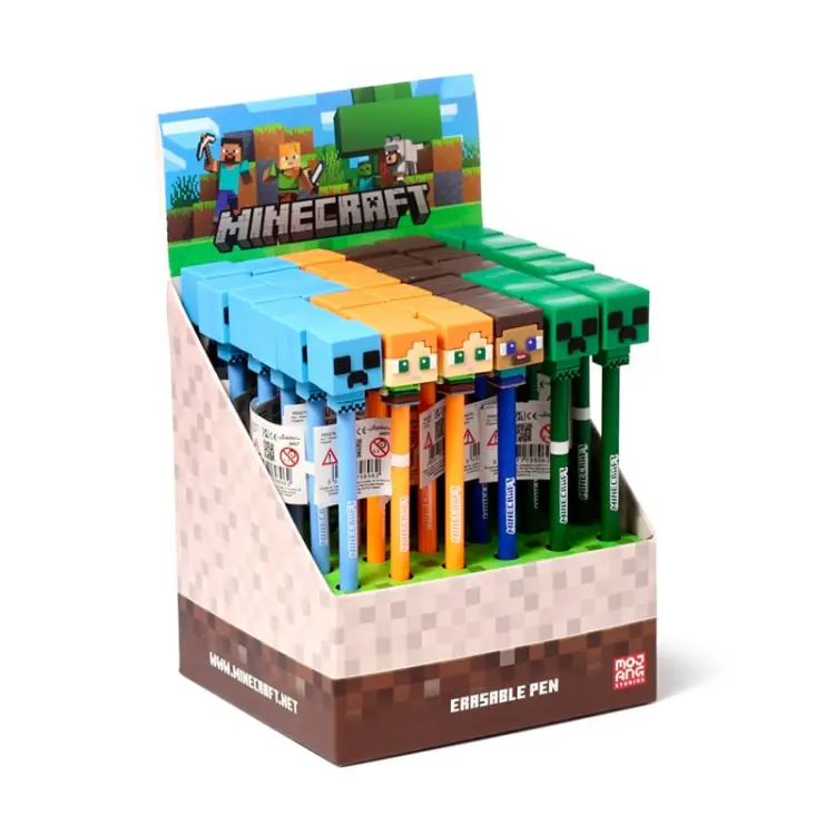 Długopis żelowy wymazywalny MINECRAFT - Chibi - Head Topper (opakowanie 36 szt.)