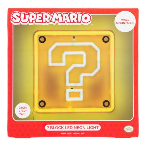 SUPER MARIO - Question Black - Neon LED do montażu na ścianie 25cm