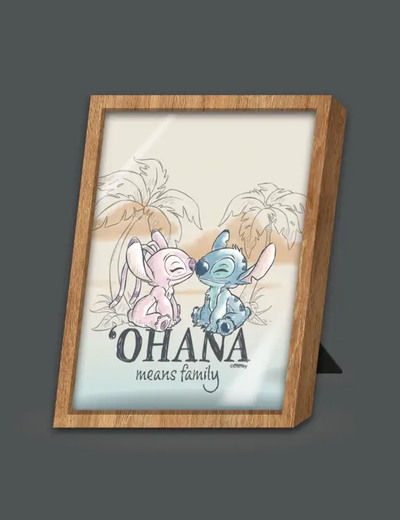 STITCH & ANGEL - Ohana oznacza rodzinę - lampa z ramką