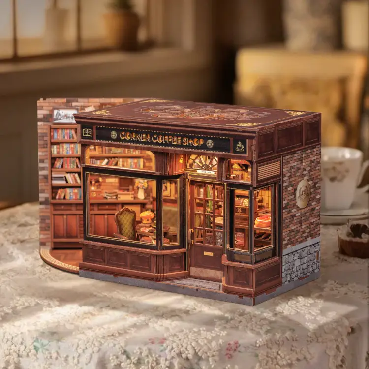 MINIATUROWY DOMEK - DIY - Narożna kawiarnia - 294szt + oświetlenie LED