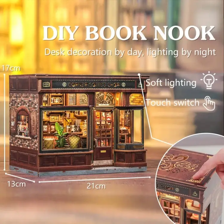 MINIATUROWY DOMEK - DIY - Narożna kawiarnia - 294szt + oświetlenie LED