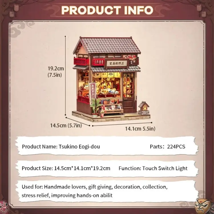 MINIATUROWY DOMEK - DIY - Tsukino Eogi-Dou - 224szt + Oświetlenie LED