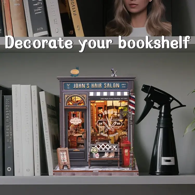 MINIATUROWY DOMEK - DIY - Salon fryzjerski Johna - 210 elementów + oświetlenie LED
