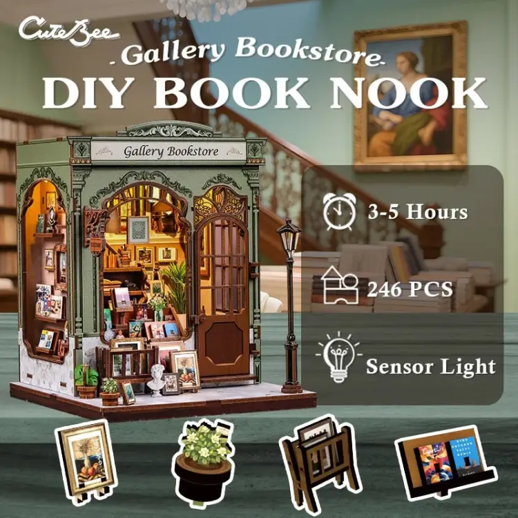 MINIATUROWY DOMEK - DIY - Galeria Księgarnia - 246szt + Oświetlenie LED