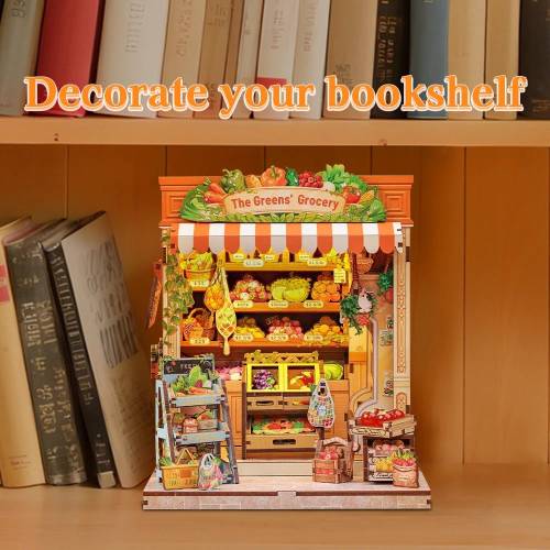 MINIATUROWY DOMEK - DIY - Zielony sklep spożywczy - 301szt + Oświetlenie LED