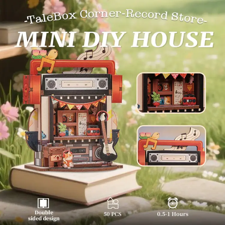 TALEBOX CORNER - Zestaw Mini House - Sklep z płytami - 52 szt.