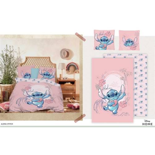 DISNEY - Poszwa na kołdrę 240x220cm - Stitch Pink Love '100% Bawełna
