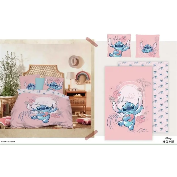 DISNEY - Poszwa na kołdrę 240x220cm - Stitch Pink Love '100% Bawełna