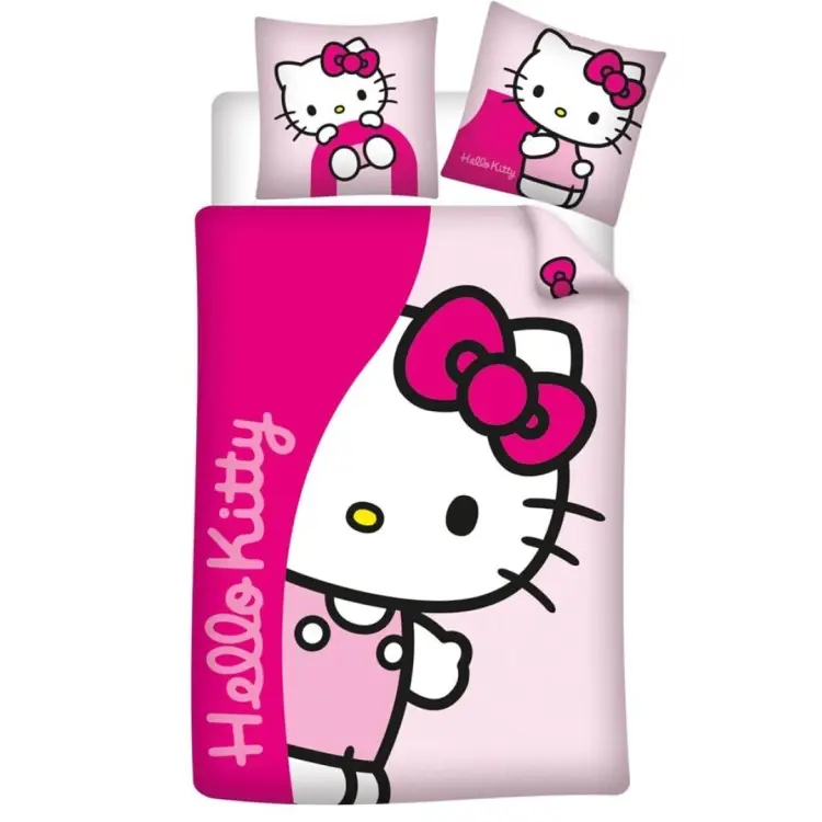 HELLO KITTY - Poszwa na kołdrę 140x200cm + 65x65cm