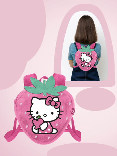 HELLO KITTY - Strawberry - Mini plecak futrzany "25x22x12cm