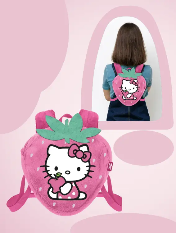HELLO KITTY - Strawberry - Mini plecak futrzany "25x22x12cm