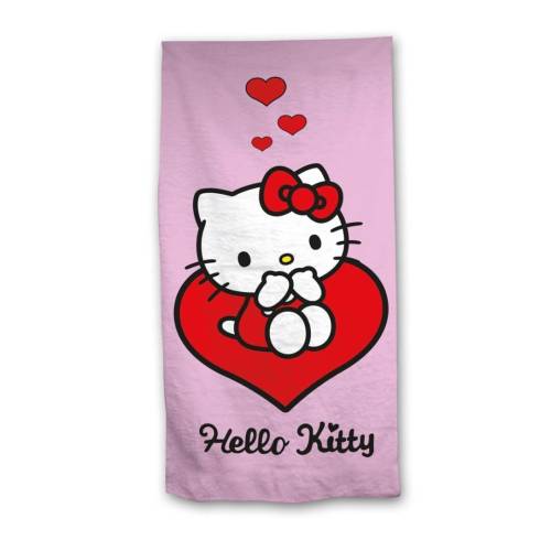 HELLO KITTY - Serce - Ręcznik plażowy 70x140cm
