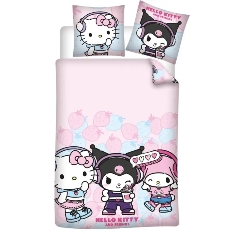 HELLO KITTY - Hello Kitty i Przyjaciel - poszwa na kołdrę 140x200cm + 65x65cm
