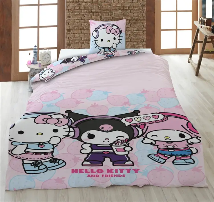 HELLO KITTY - Hello Kitty i Przyjaciel - poszwa na kołdrę 140x200cm + 65x65cm