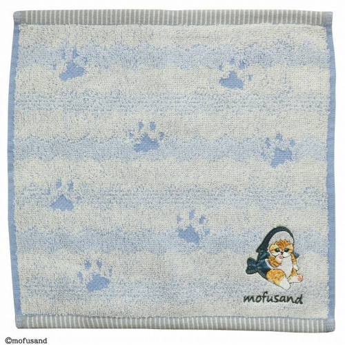 MOFUSAND - Kitten-Nyan Blue Paw Print - Mini ręcznik 25x25cm