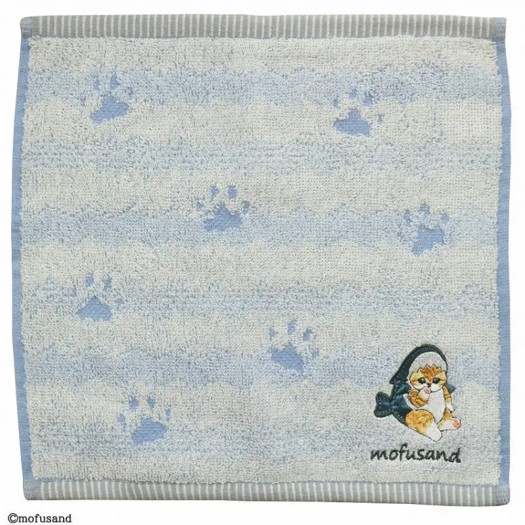 MOFUSAND - Kitten-Nyan Blue Paw Print - Mini ręcznik 25x25cm