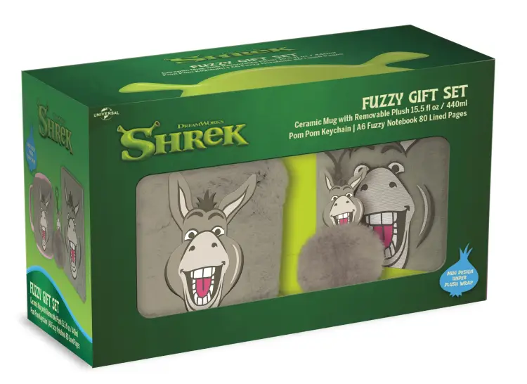 SHREK - Donkey - Fuzzy Gift Set - notatnik + kubek 14,9 uncji + brelok do kluczy