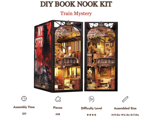 Cutebee - BOOK NOOK KIT - DIY - Mystery Train - 338pc + LED Light