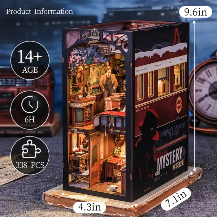 Cutebee - BOOK NOOK KIT - DIY - Mystery Train - 338pc + LED Light
