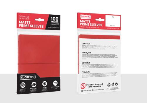 Evoretro - EVORETRO - Matte Card Sleeve Standard Size 66x91mm Red 100-Pack